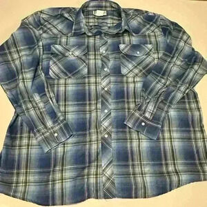 Haband Plaid Button Down with Pearl Snap Buttons Size XL